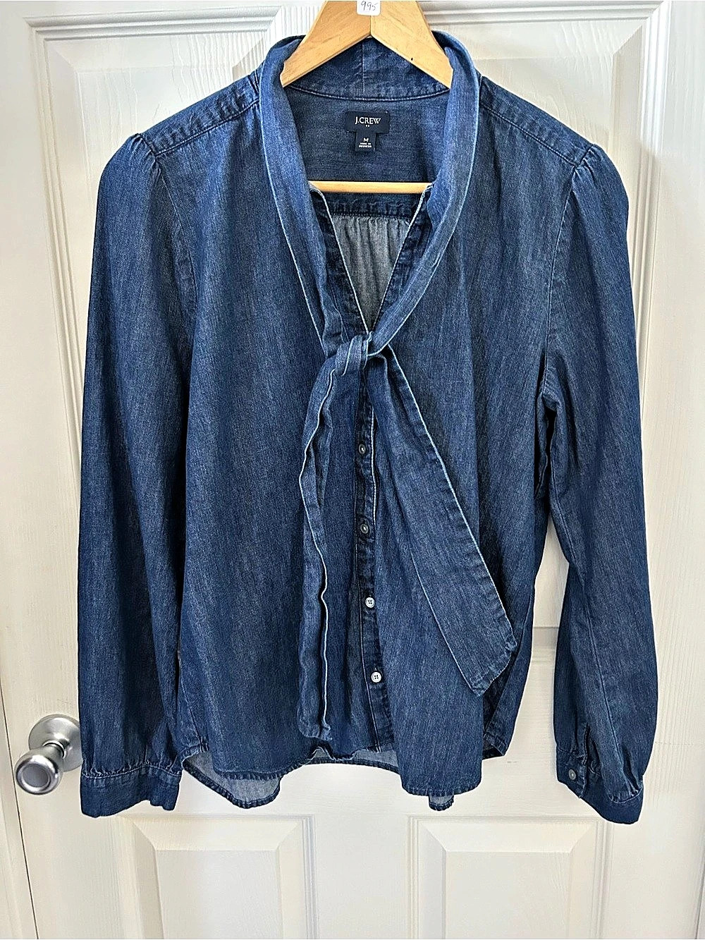J.Crew Chambray Tie-Neck Blouse Size Medium NWOT Currently Sold out online!